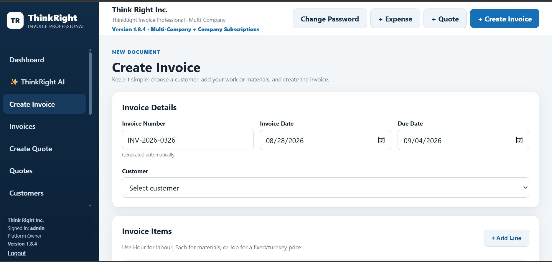 Create invoice